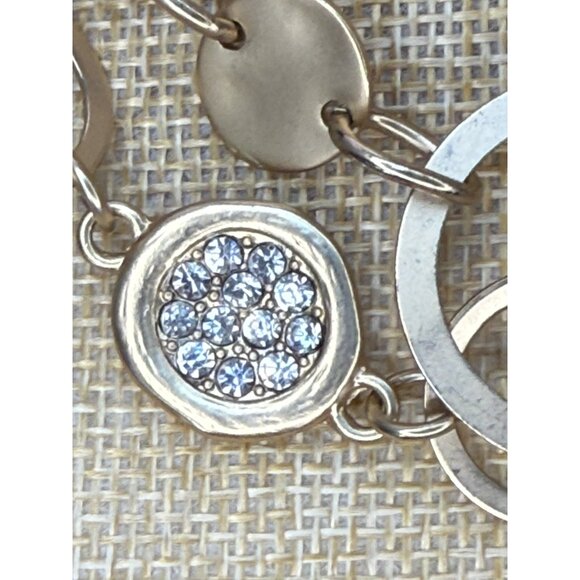 Loft Long Gold-Tone Necklace With Interlocking Circle Design & Textured Details - Picture 7 of 10